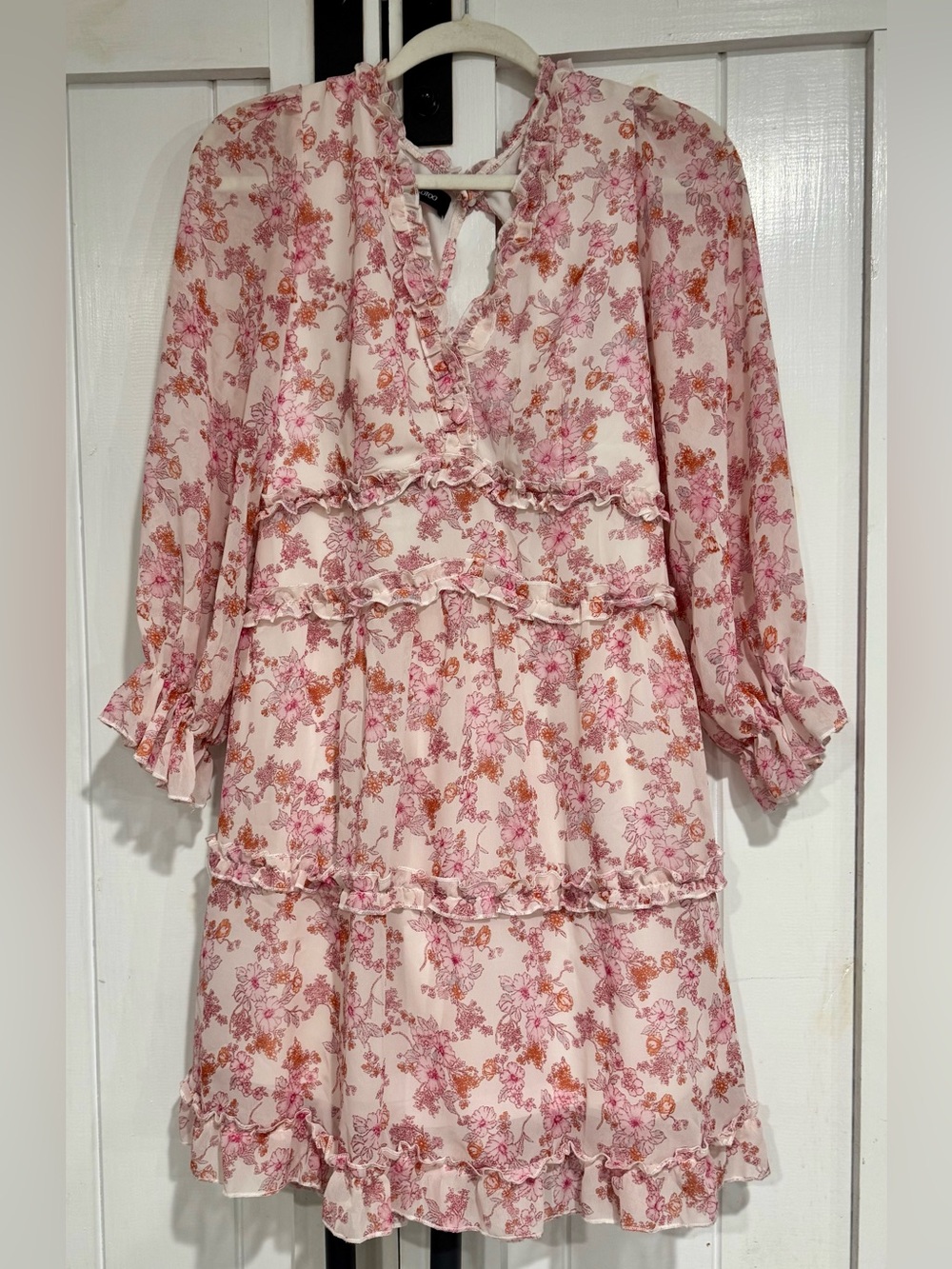 NEW Floral Tiered Ruffle Dress - Soft Pink & Coral Print